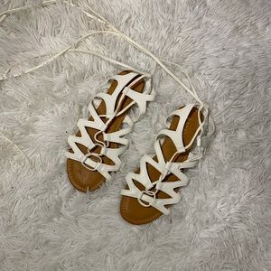 White Wrap up Sandals